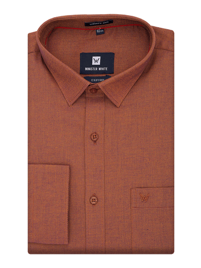 Mens Cotton Regular Fit Rust Colour Shirt Oxford