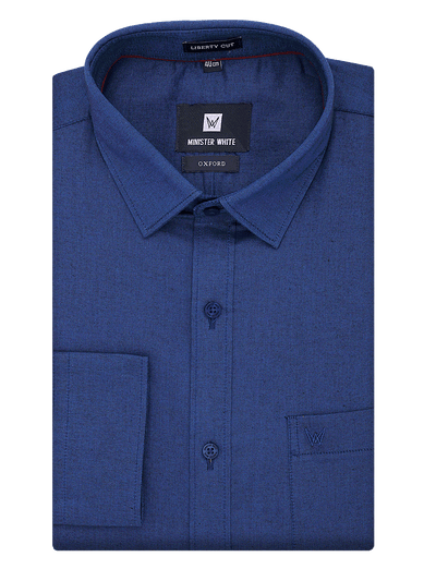 Mens Cotton Regular Fit Navy Colour Shirt Oxford by Minister White