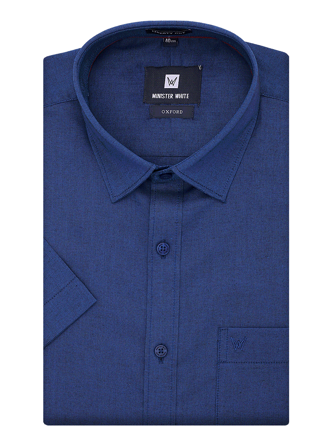 Mens Cotton Regular Fit Navy Shirt Oxford by Minister White