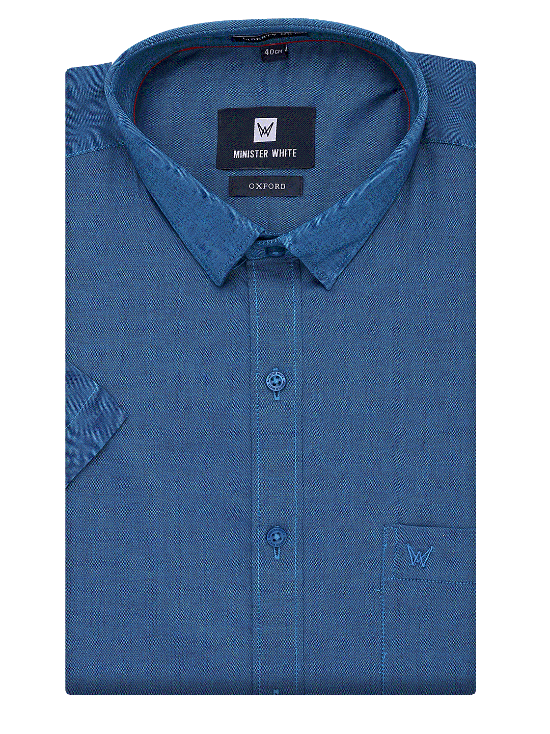 Mens Cotton Regular Fit Teal Colour Shirt Oxford by Minister White