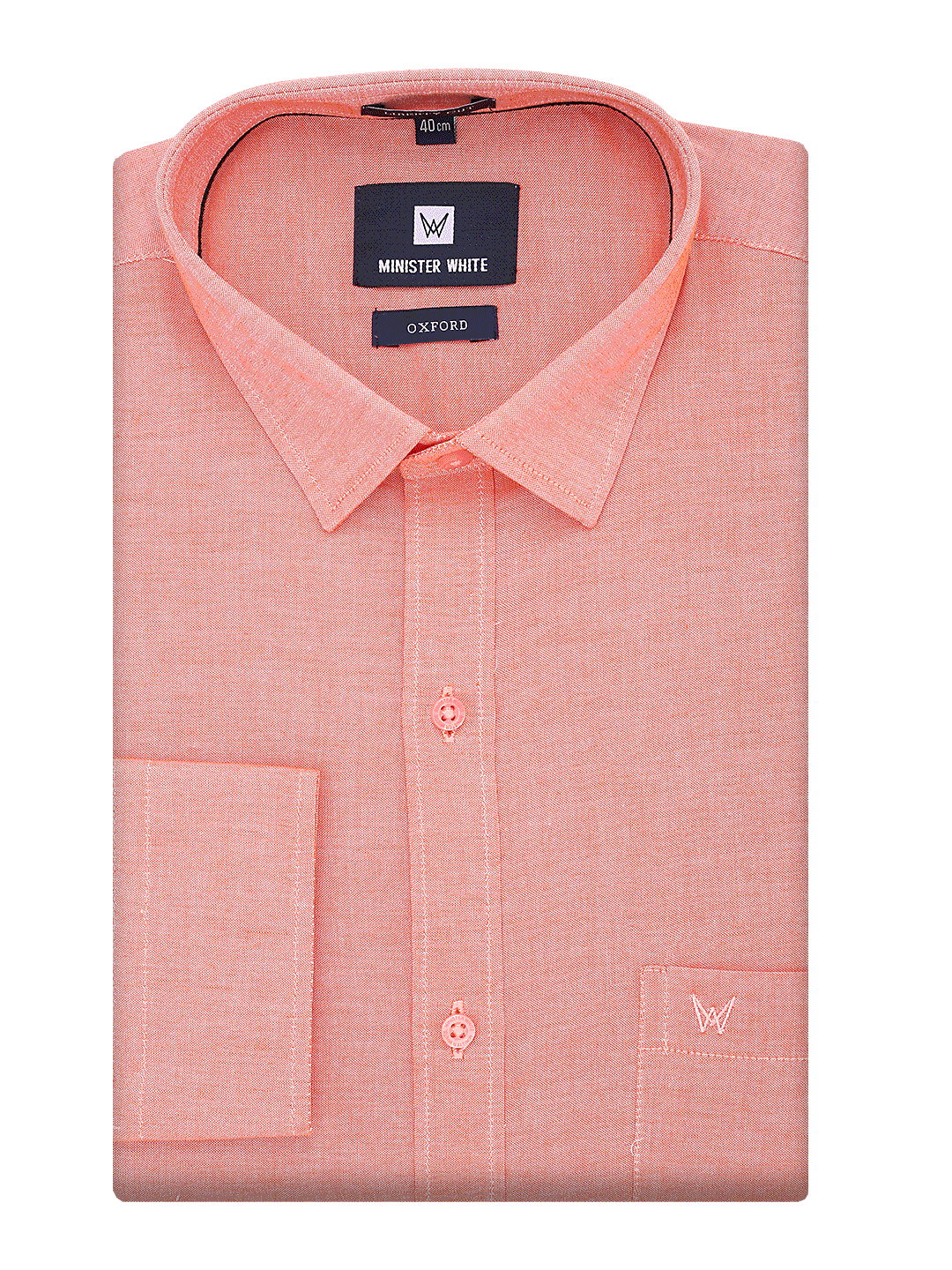 Mens Cotton Regular Fit Peach Colour Shirt Oxford by Minister White