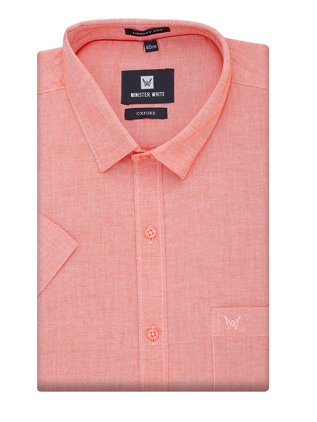 Mens Cotton Regular Fit Peach Shirt Oxford by Minister White