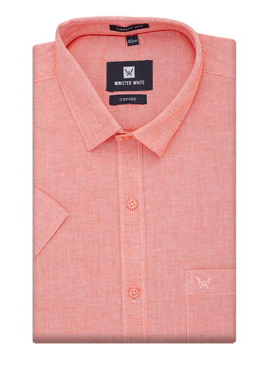 Mens Cotton Regular Fit Peach Colour Shirt Oxford