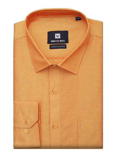 Mens Dupion Satin Regular Fit Gold Yellow Shirt by Minister White