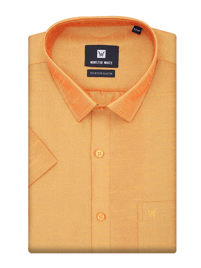 Mens Dupion Satin Regular Fit Gold Yellow Colour Shirt by Minister White