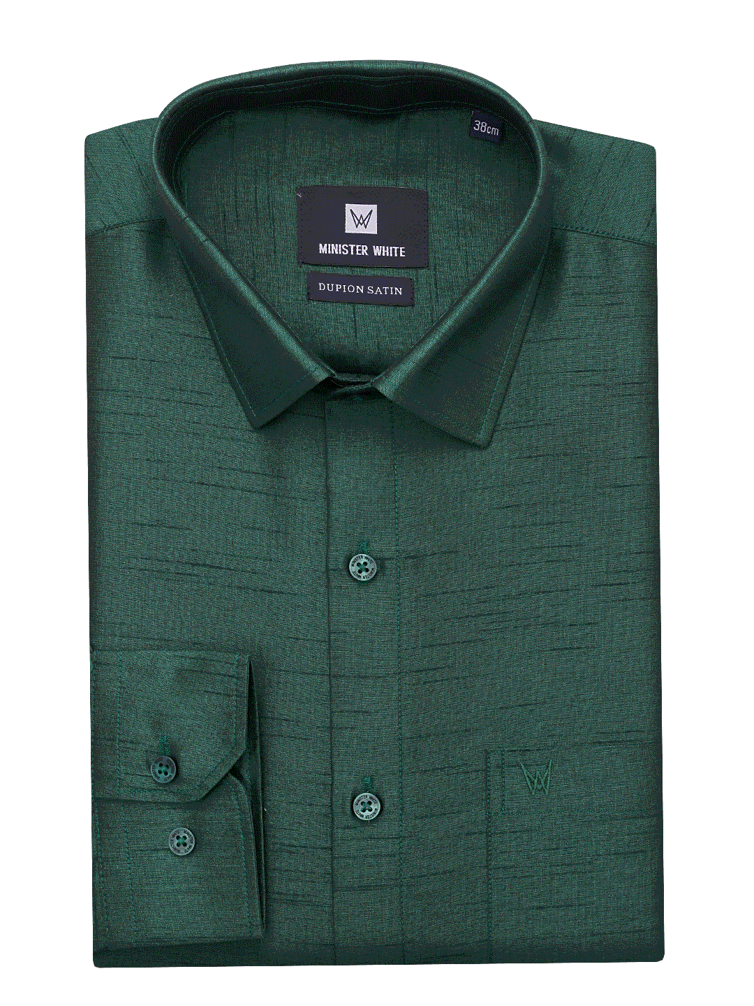 Mens Dupion Satin Regular Fit Dark Green Colour Shirt by Minister White