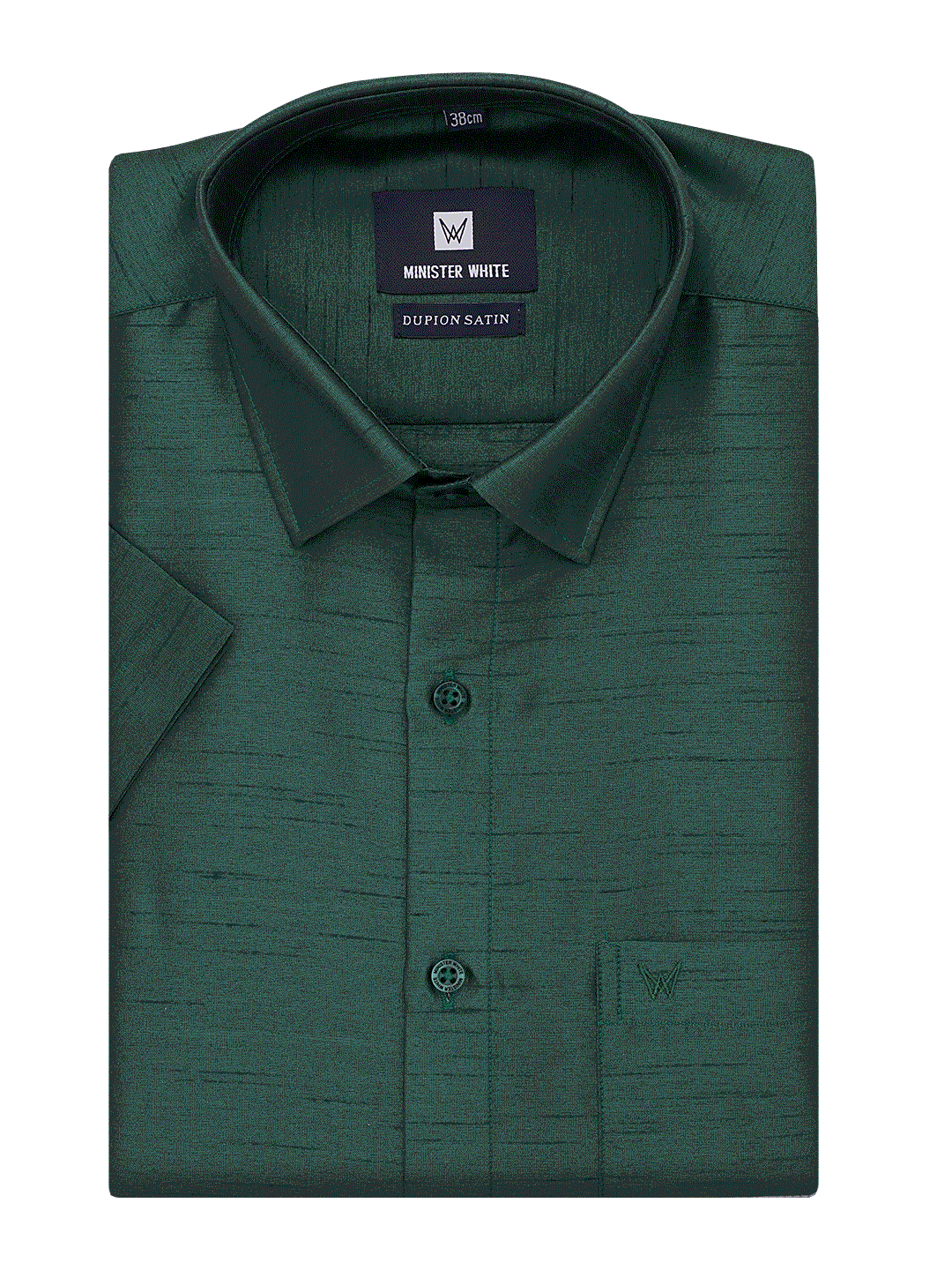 Mens Dupion Satin Regular Fit Dark Green Shirt by Minister White