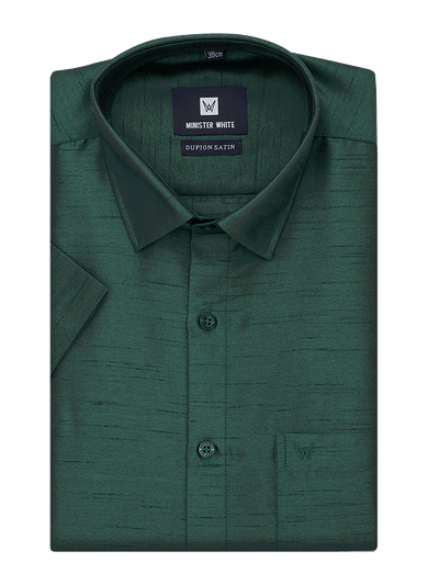 Mens Dupion Satin Regular Fit Dark Green Colour Shirt