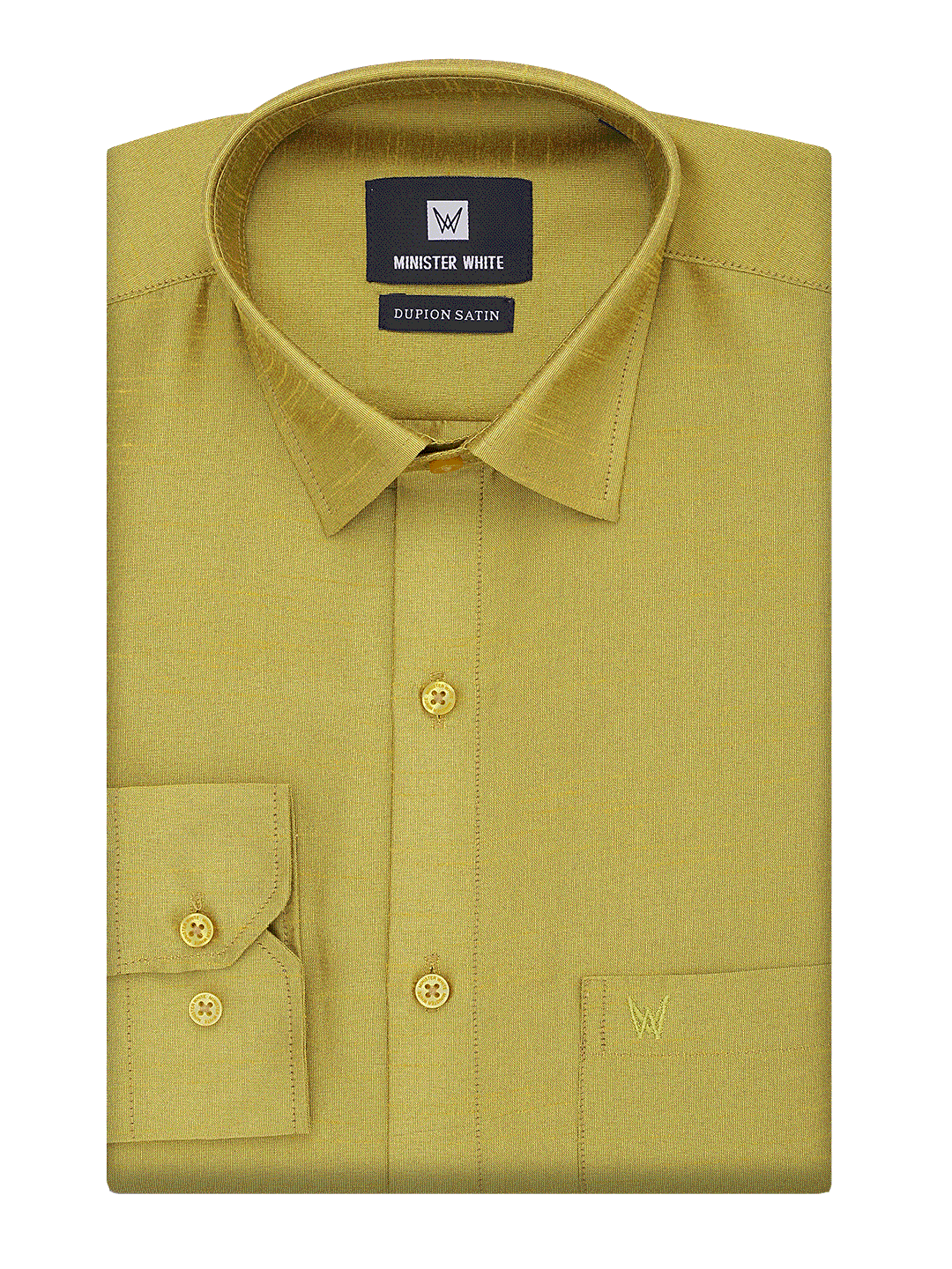 Mens Dupion Satin Regular Fit Leaf Green Colour Shirt by Minister White