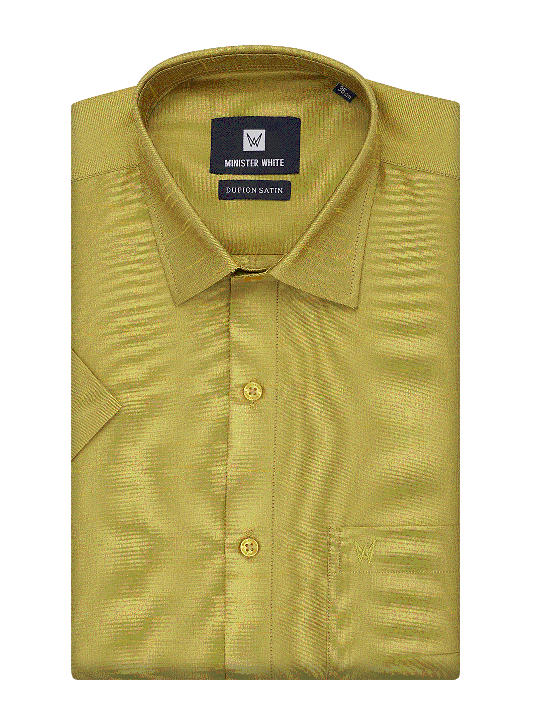Mens Dupion Satin Regular Fit Leaf Green Shirt by Minister White
