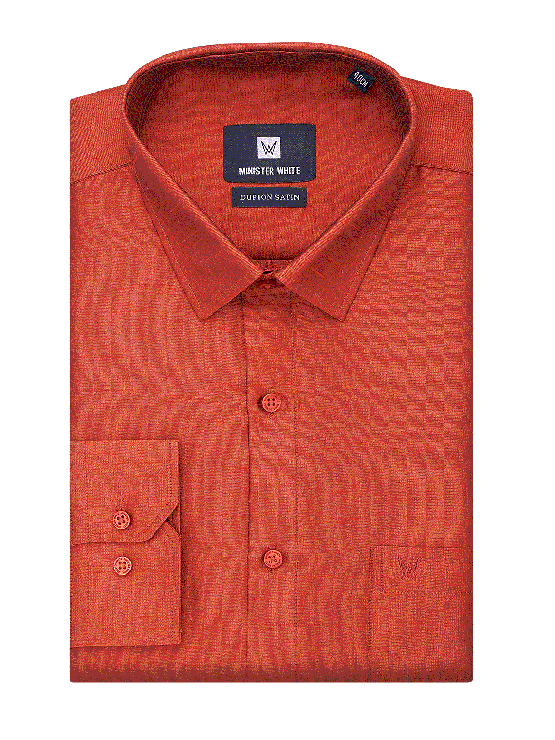 Mens Dupion Satin Regular Fit Brick Red Colour Shirt by Minister White