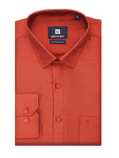 Mens Dupion Satin Regular Fit Brick Red Colour Shirt