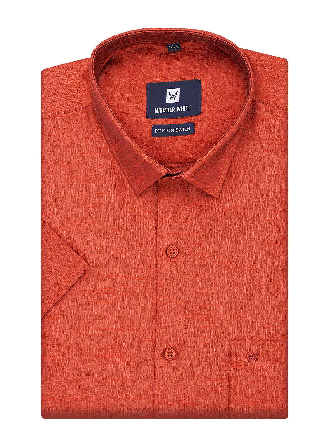 Mens Dupion Satin Regular Fit Brick Red Shirt by Minister White