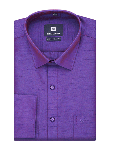 Mens Dupion Satin Regular Fit Dark Violet Colour Shirt