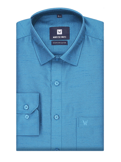 Mens Dupion Satin Regular Fit Blue Colour Shirt