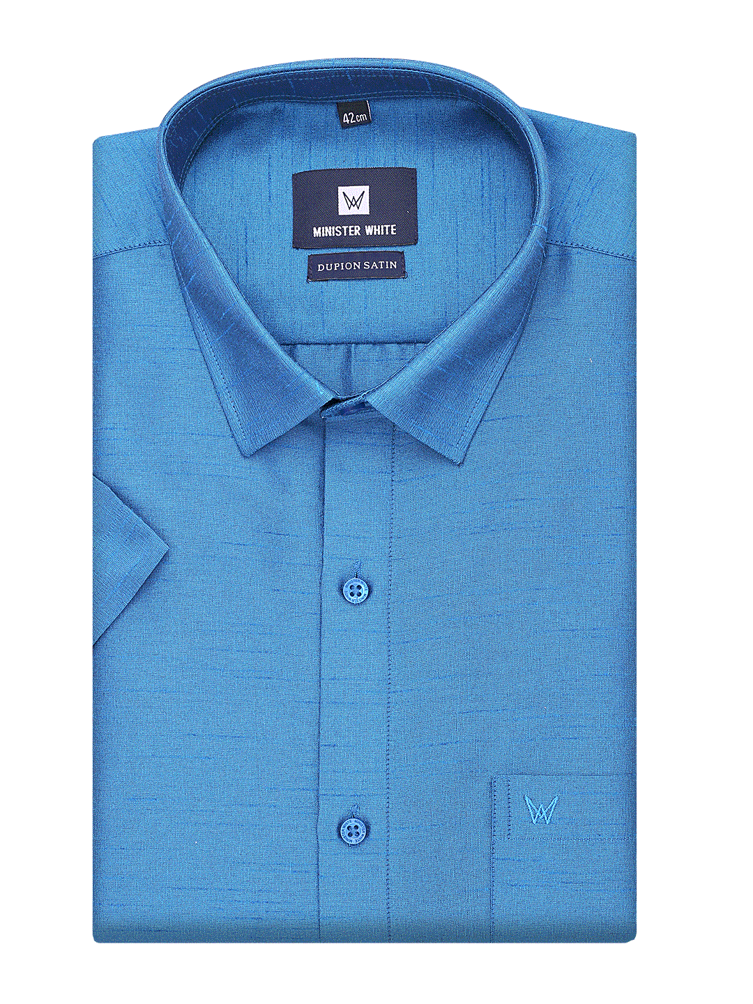 Mens Dupion Satin Regular Fit Blue Shirt by Minister White