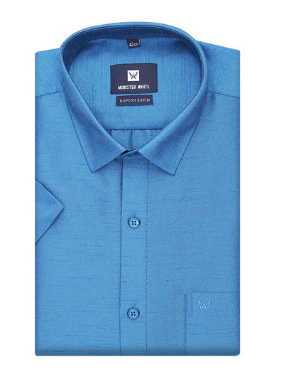 Mens Dupion Satin Regular Fit Blue Colour Shirt