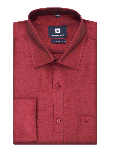 Mens Dupion Satin Regular Fit Maroon Colour Shirt