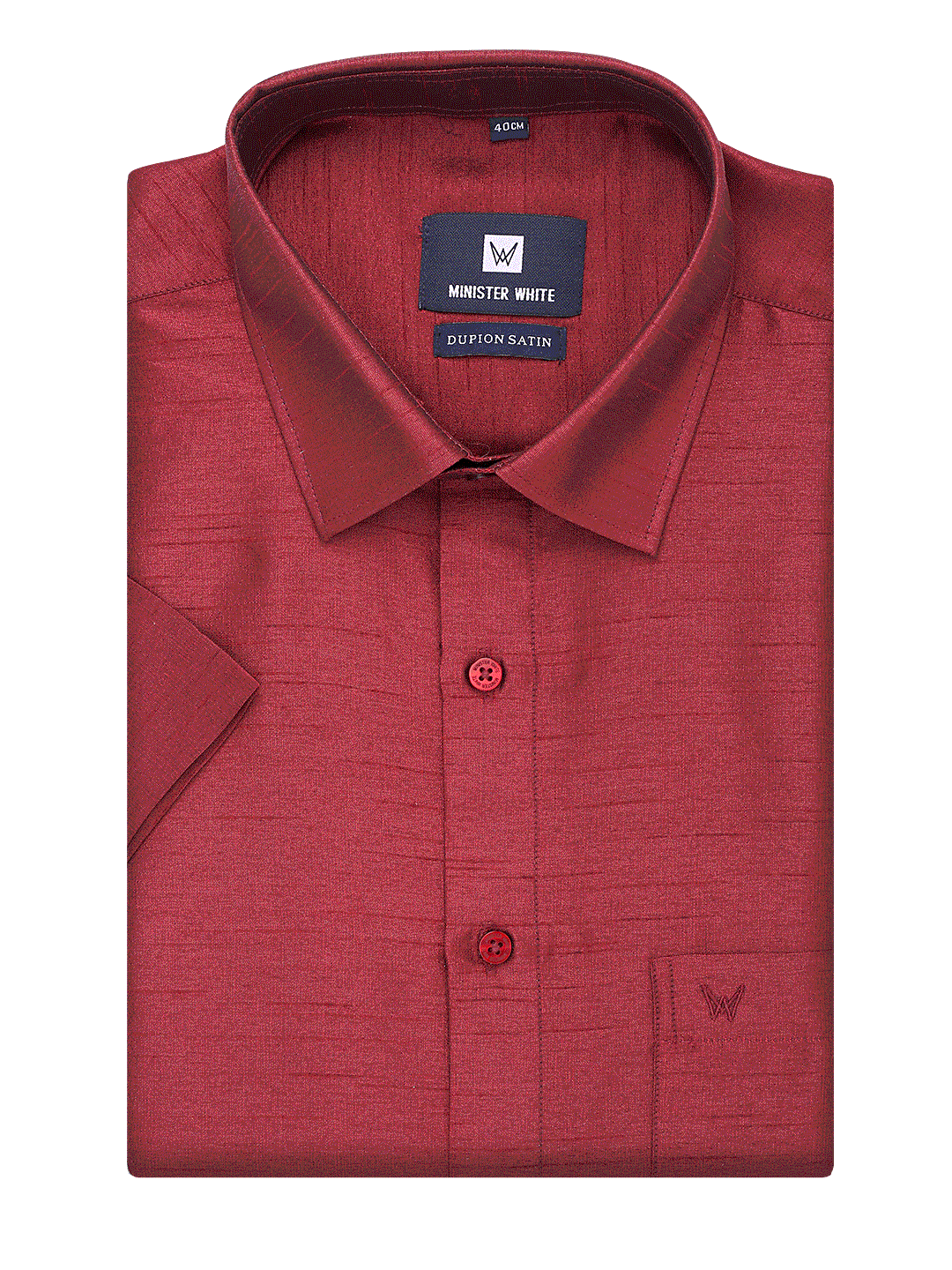 Mens Dupion Satin Regular Fit Maroon Shirt by Minister White