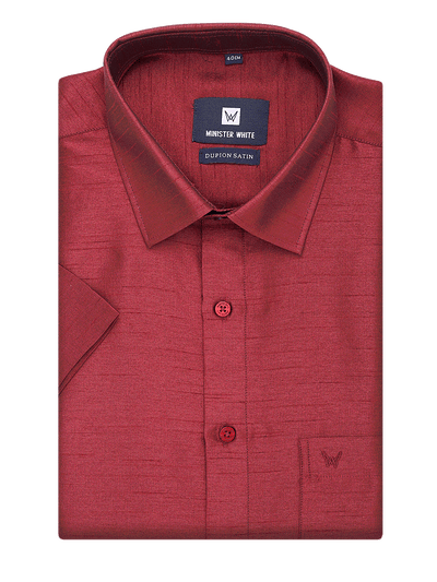 Mens Dupion Satin Regular Fit Maroon Colour Shirt