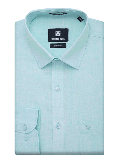 Mens Cotton Regular Fit Mint Colour Shirt Stronic by Minister White