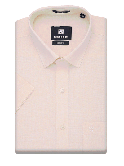 Mens Cotton Regular Fit Sandal Colour Shirt Stronic by Minister White
