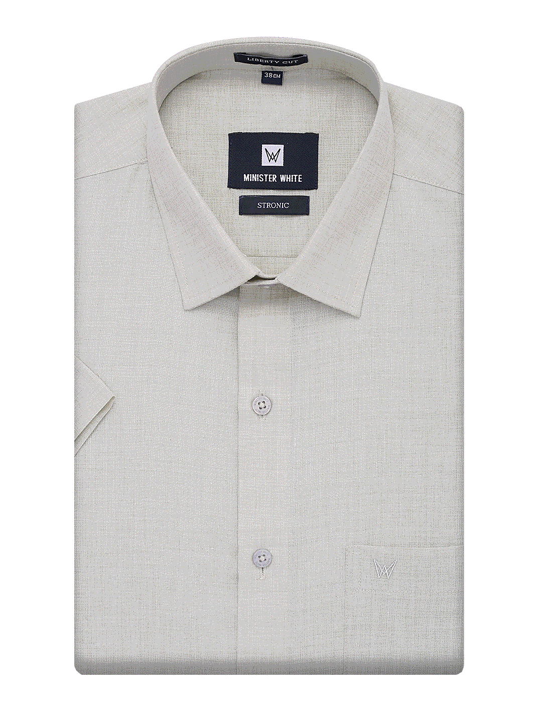 Mens Cotton Regular Fit Sap Colour Shirt Stronic by Minister White