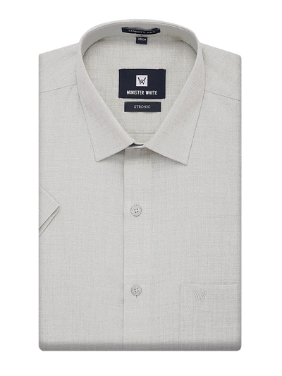 Mens Cotton Regular Fit Sap Colour Shirt Stronic by Minister White