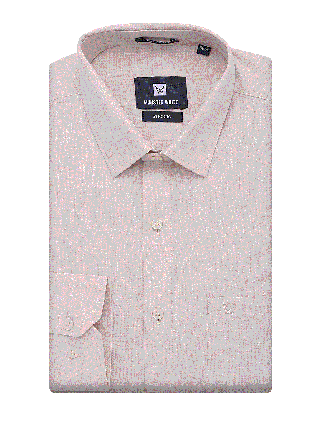 Mens Cotton Regular Fit Sand Colour Shirt Stronic by Minister White