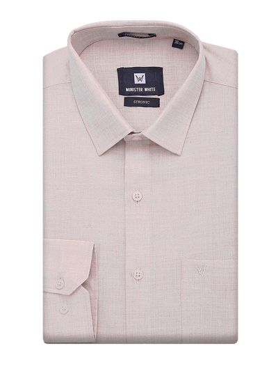 Mens Cotton Regular Fit Sand Colour Shirt Stronic by Minister White