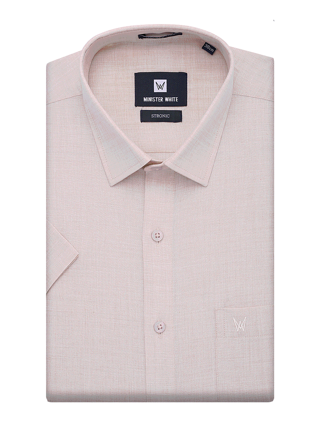 Mens Cotton Regular Fit Sand Colour Shirt Stronic by Minister White
