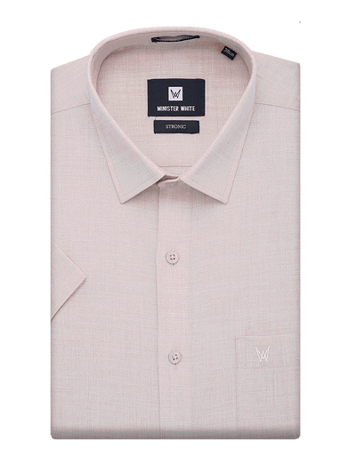 Mens Cotton Regular Fit Sand Colour Shirt Stronic by Minister White