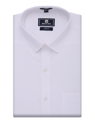 Mens Cotton Regular Fit White Shirt Softy by Minister White