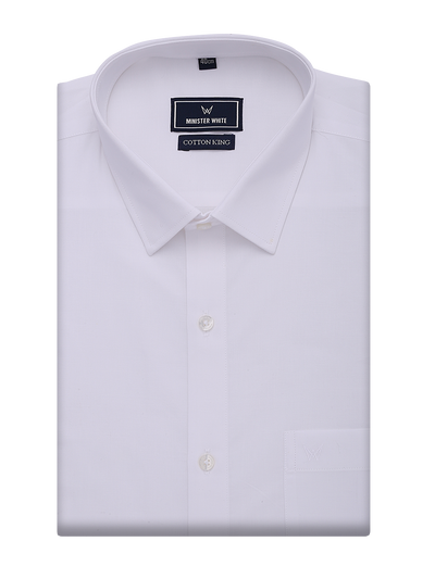 Mens Cotton Regular Fit White Shirt Cotton King by Minister White