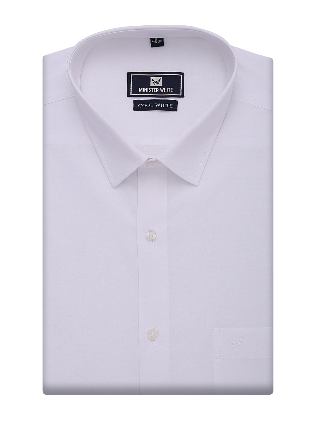 Mens Cotton Regular Fit White Shirt Cool White by Minister White