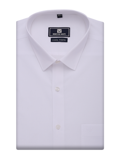 Mens Cotton Regular Fit White Shirt Cool White by Minister White