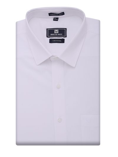 Mens Cotton Regular Fit White Shirt Crystal by Minister White