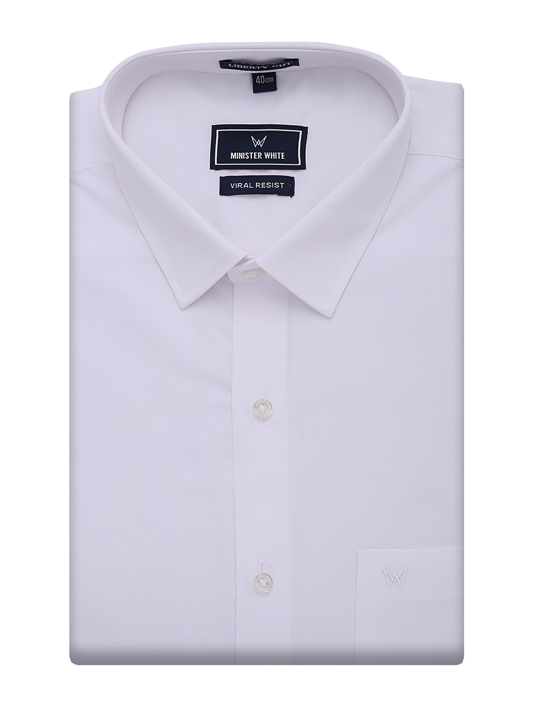 Mens Wrinkle Free White Regular Fit Shirt Viral Resistant by Minister White