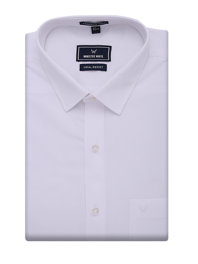 Mens Wrinkle Free White Regular Fit Shirt Viral Resistant by Minister White