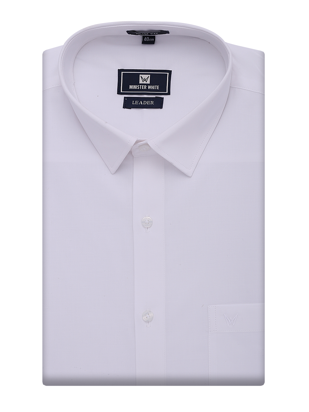 Mens Cotton Slim Fit White Shirt Cotton Leader by Minister White