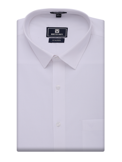 Mens Cotton Slim Fit White Shirt Cotton Leader by Minister White