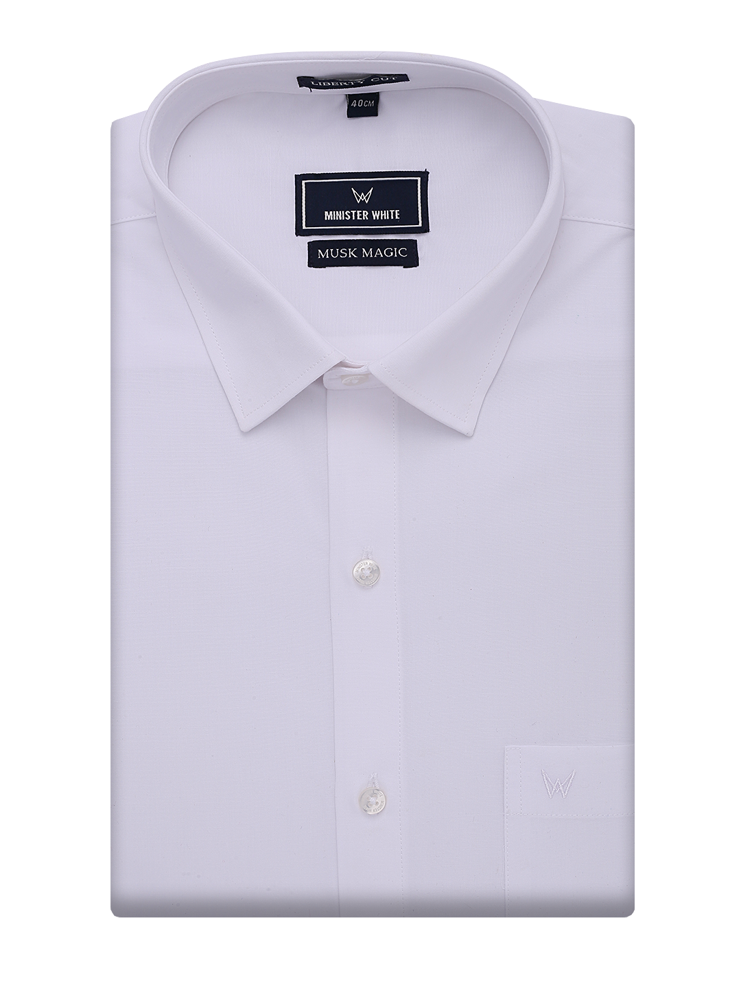 Mens Wrinkle Free Regular Fit White Shirt Musk Magic by Minister White