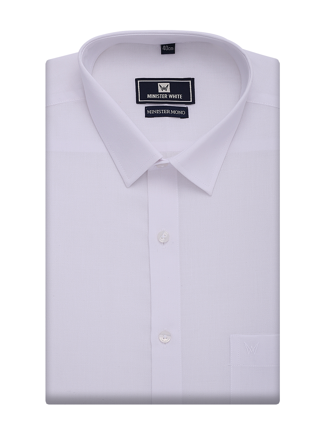 Mens Cotton Regular Fit White Shirt Minister Mono by Minister White