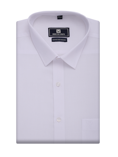 Mens Cotton Regular Fit White Shirt Minister Mono by Minister White