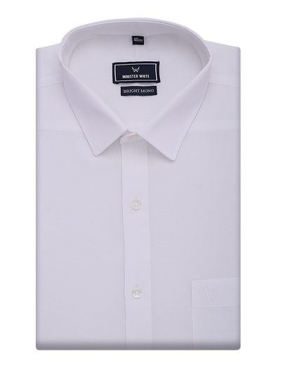 Mens Cotton Regular Fit White Shirt Bright Mono by Minister White