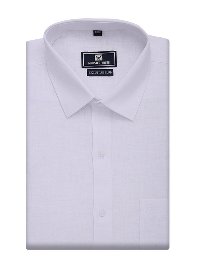 Mens Cotton Regular Fit White Shirt Excutive Slub by Minister White