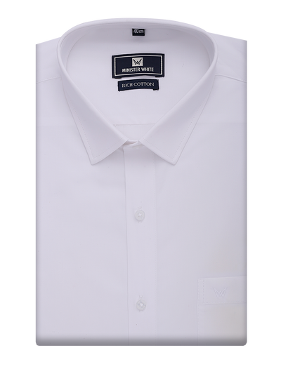 Mens Cotton Regular Fit White Shirt Rich Cotton by Minister White