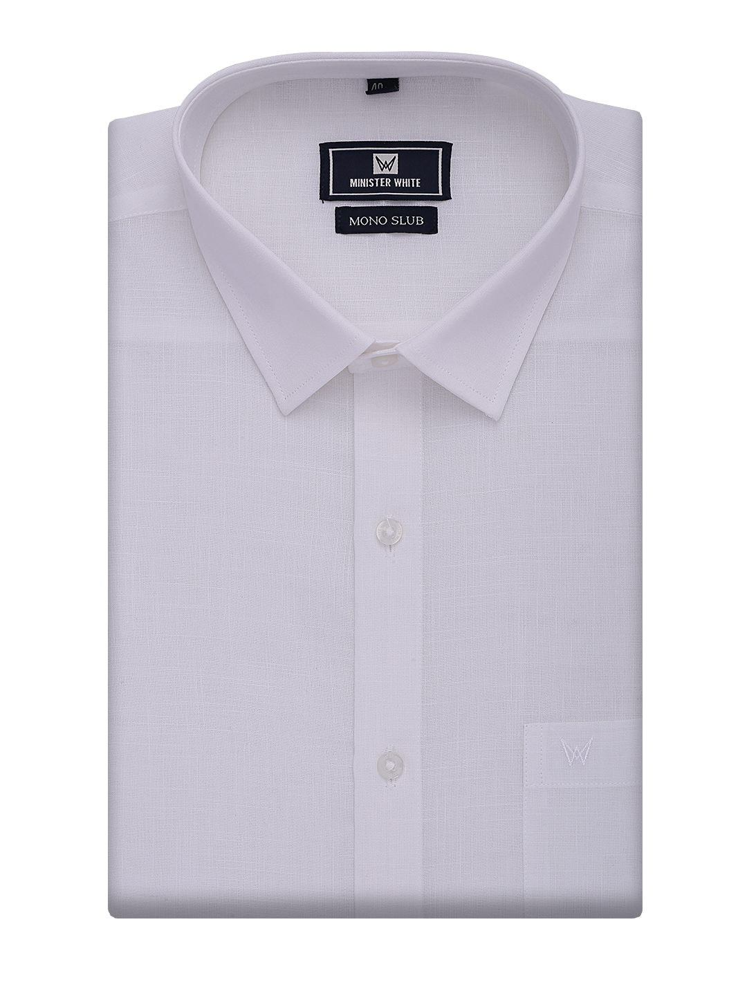 Mens Cotton Regular Fit White Shirt Mono Slub by Minister White