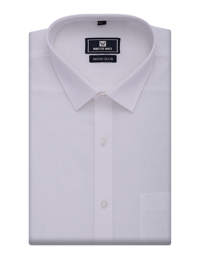 Mens Cotton Regular Fit White Shirt Mono Slub by Minister White
