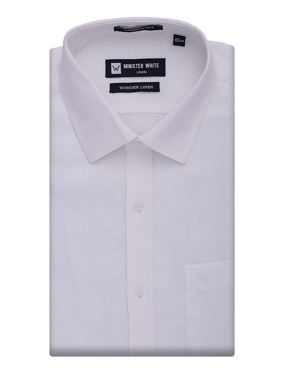Mens Pure Linen Regular Fit White Shirt Wonder Linen by Minister White